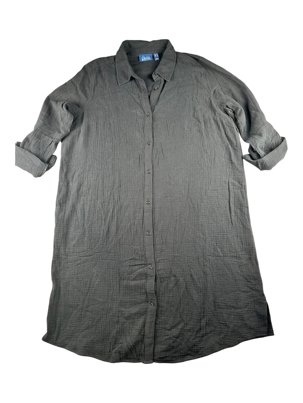 d &co Beach Cotton button front cover up loungewear poolside Sz L